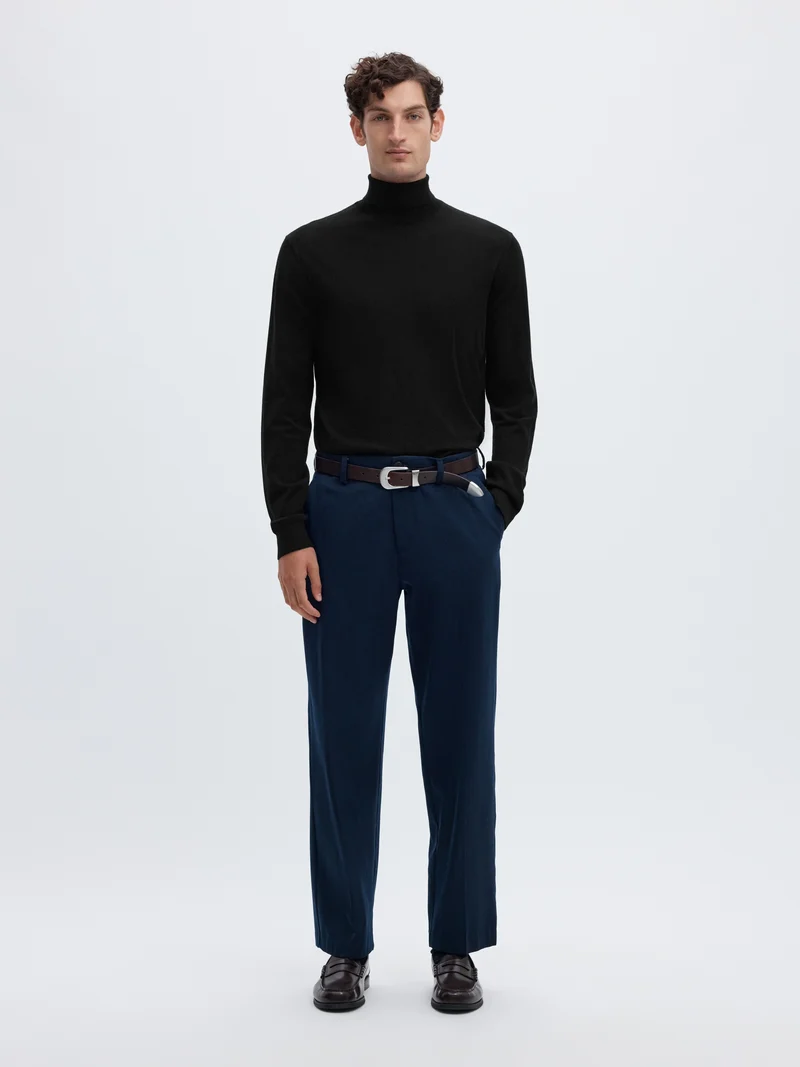 SLMTRAY LS KNIT MERINO ROLL NECK NO, Black