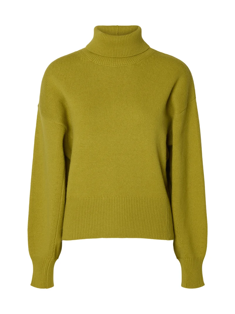 SLWELLIE LS KNIT ROLL NECK, Avocado Oil