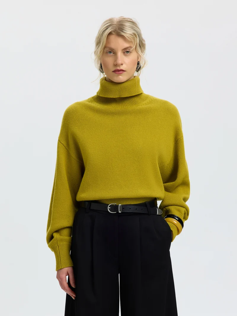 SLWELLIE LS KNIT ROLL NECK, Avocado Oil