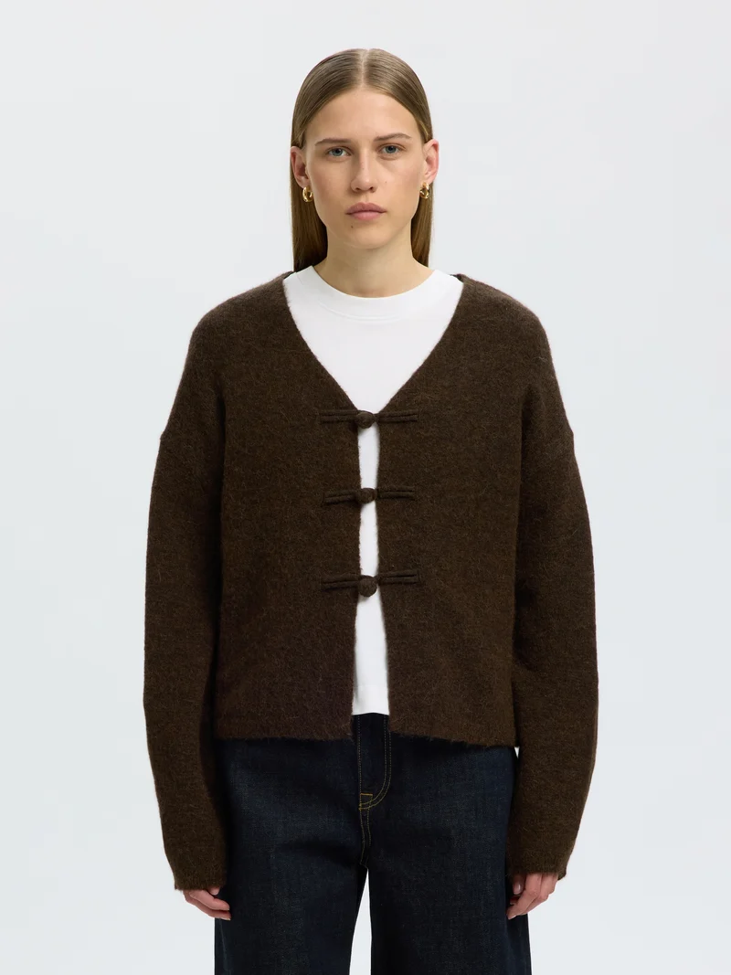 SLWLULU LS DUFFLE KNIT CARDIGAN, Delicioso/Melange