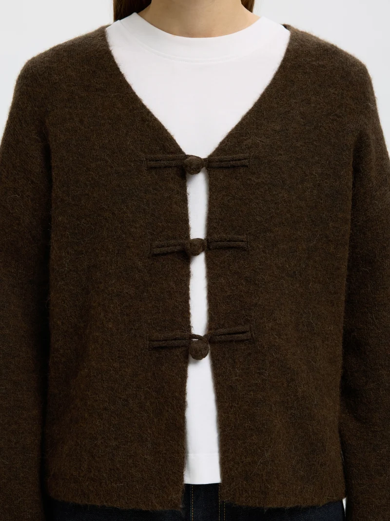 SLWLULU LS DUFFLE KNIT CARDIGAN, Delicioso/Melange