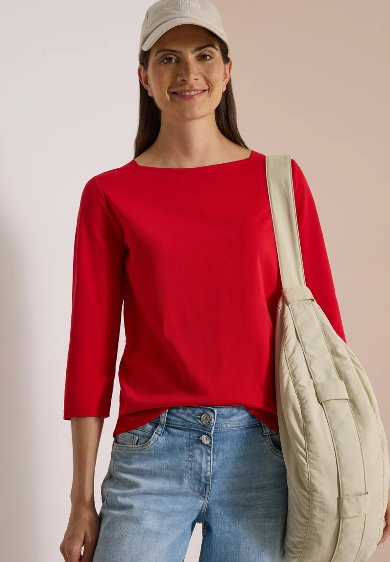 NOS Basic Boatneck Shirt, flame red