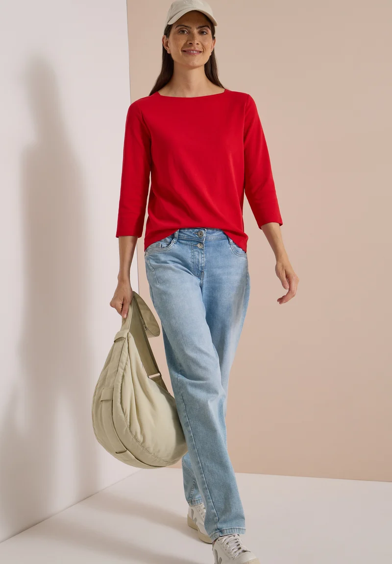 NOS Basic Boatneck Shirt, flame red