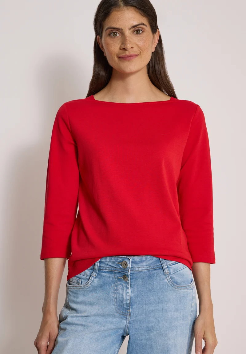 NOS Basic Boatneck Shirt, flame red