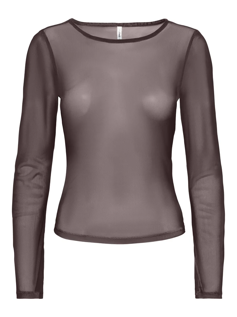 ONLNOX BOATNECK BELL L/S TOP JRS, Coffee Bean