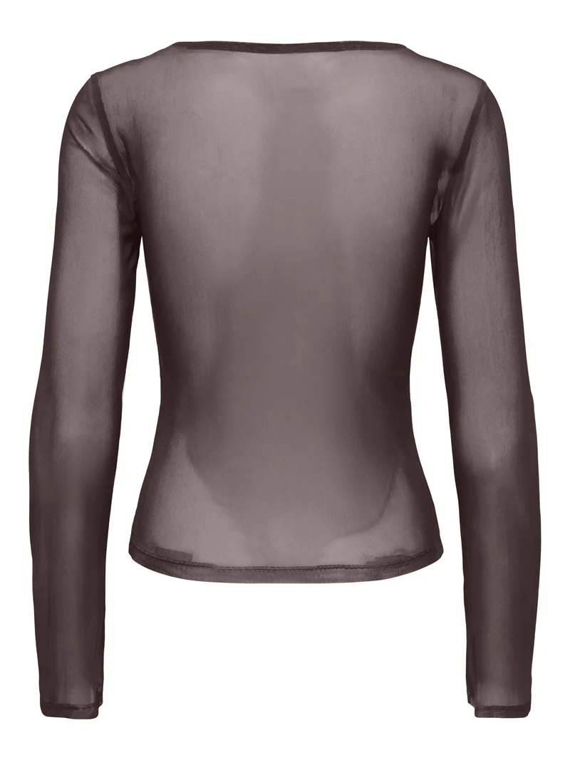 ONLNOX BOATNECK BELL L/S TOP JRS, Coffee Bean