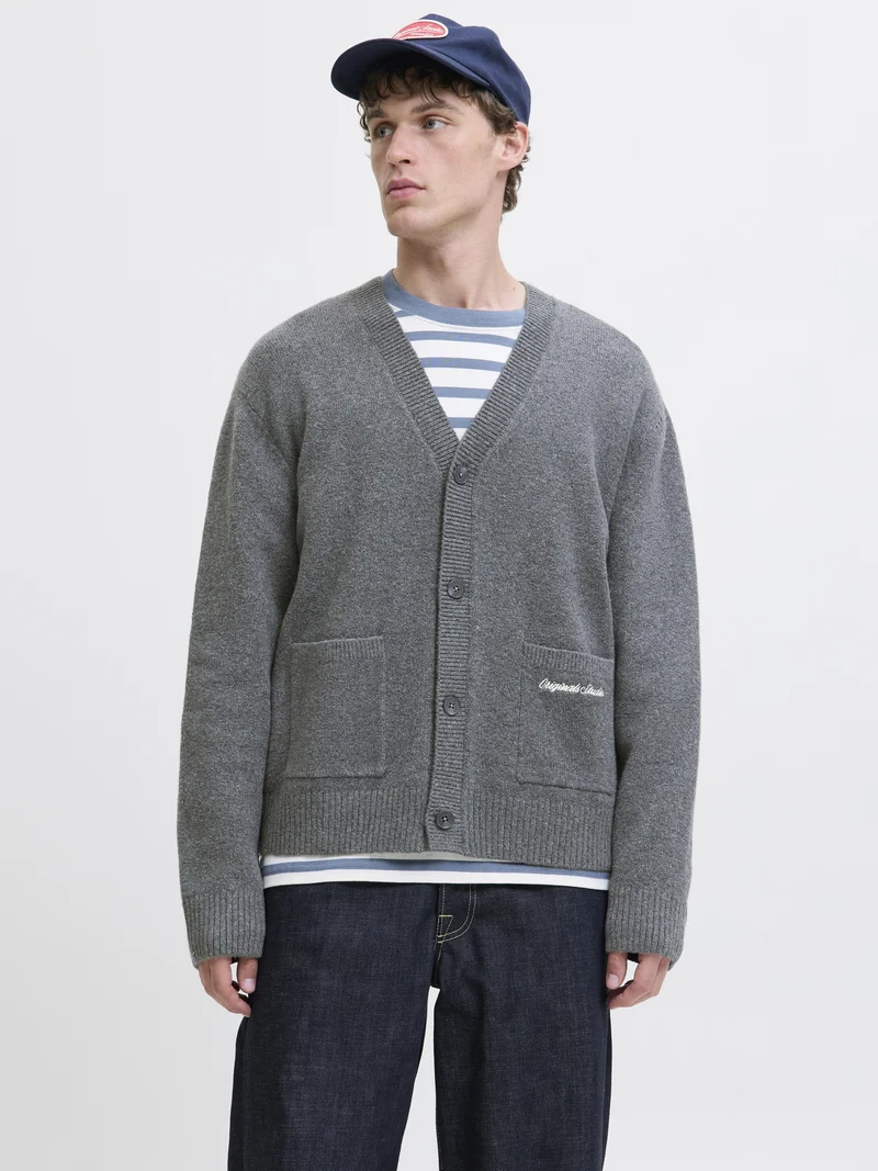 JORNORREBRO KNIT CARDIGAN LN, Dark Grey Melange