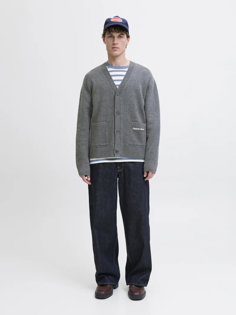 JORNORREBRO KNIT CARDIGAN LN, Dark Grey Melange