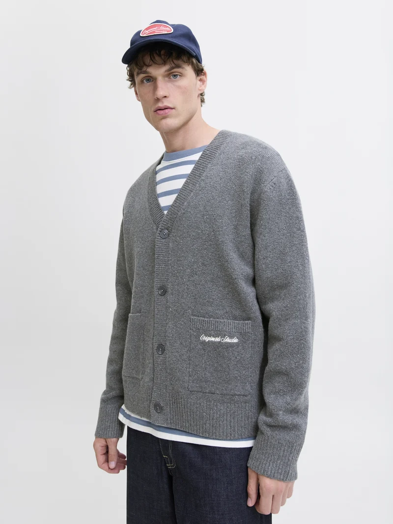 JORNORREBRO KNIT CARDIGAN LN, Dark Grey Melange