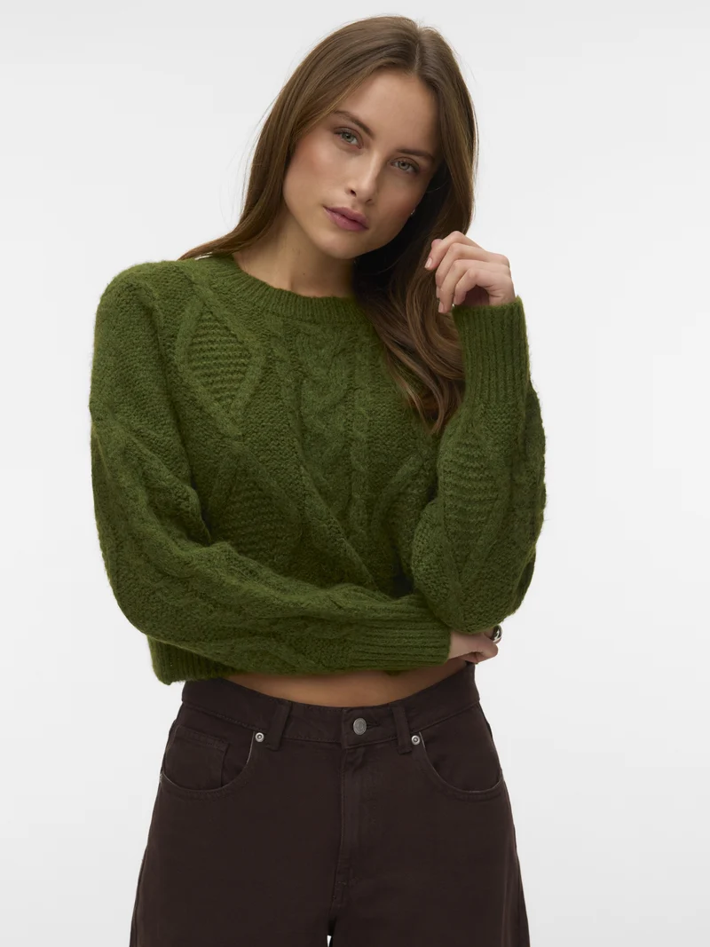 VMCHER LS O-NECK PULLOVER, Sphagnum/MELANGE