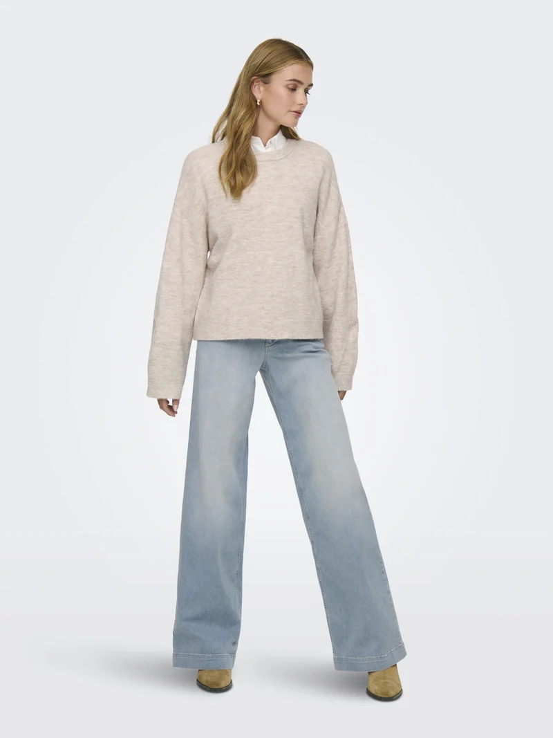 ONLSIMONI L/S O-NECK PULLOVER KNT N, Pumice Stone/MELANGE