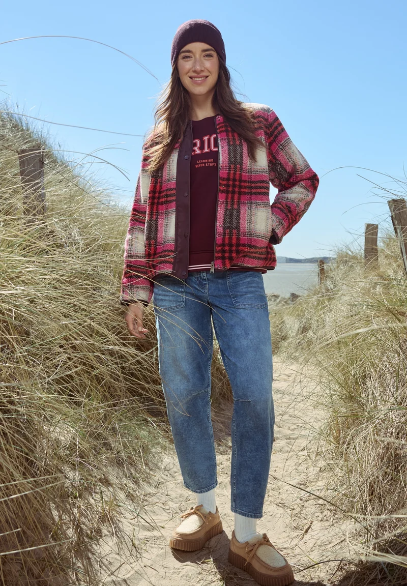 Check Matmix Teddy Blouson, berry red