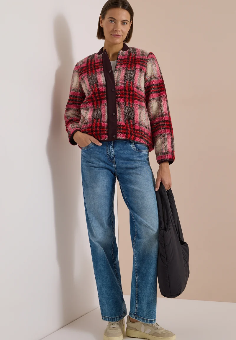 Check Matmix Teddy Blouson, berry red