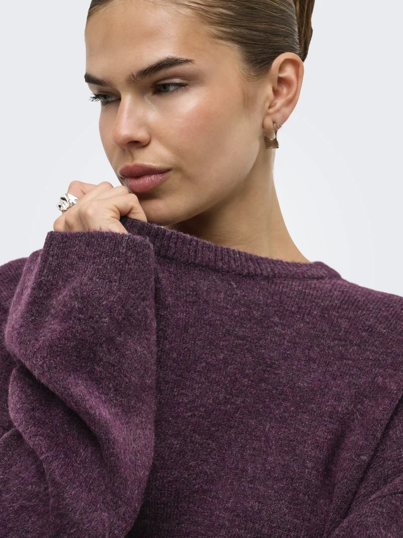 ONLSIMONI L/S O-NECK PULLOVER KNT N, Mauve Wine/MELANGE
