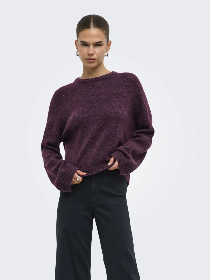 ONLSIMONI L/S O-NECK PULLOVER KNT N, Mauve Wine/MELANGE