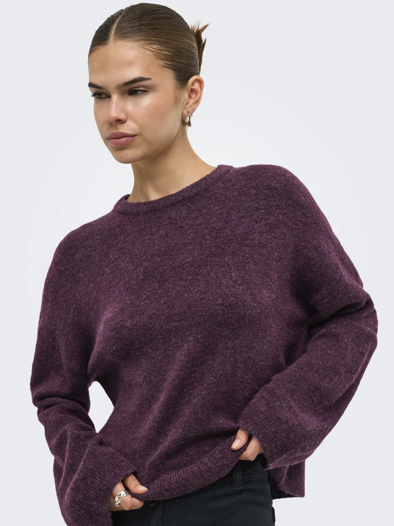ONLSIMONI L/S O-NECK PULLOVER KNT N, Mauve Wine/MELANGE