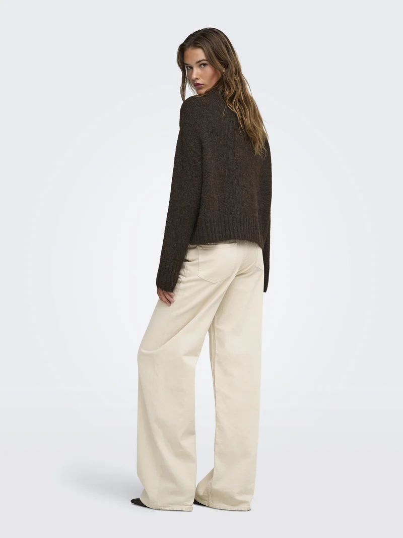 ONLFIONA LS LOOSE V-NECK KNT, Coffee Bean/Melange