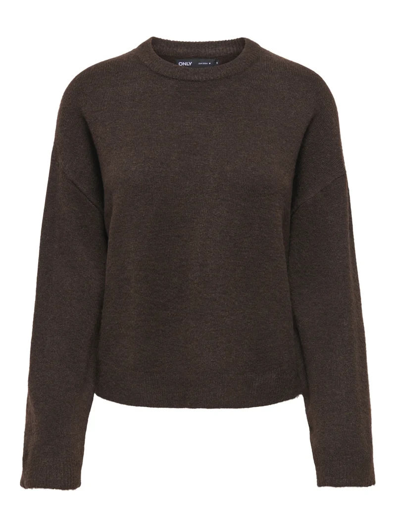 ONLSIMONI L/S O-NECK PULLOVER KNT N, Coffee Bean/MELANGE