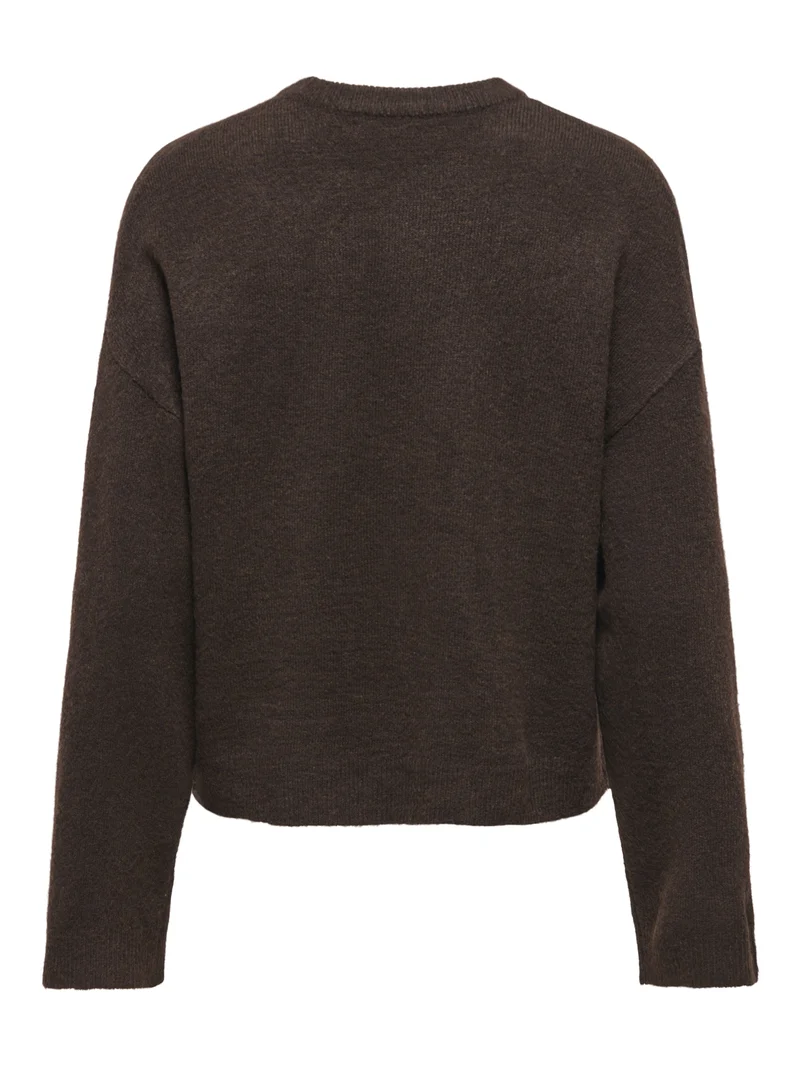 ONLSIMONI L/S O-NECK PULLOVER KNT N, Coffee Bean/MELANGE