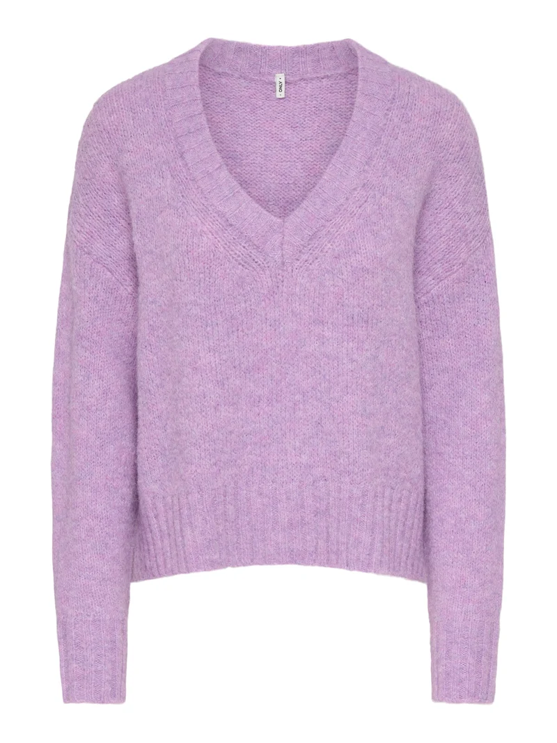 ONLFIONA LS LOOSE V-NECK KNT, Violet Tulle/Melange