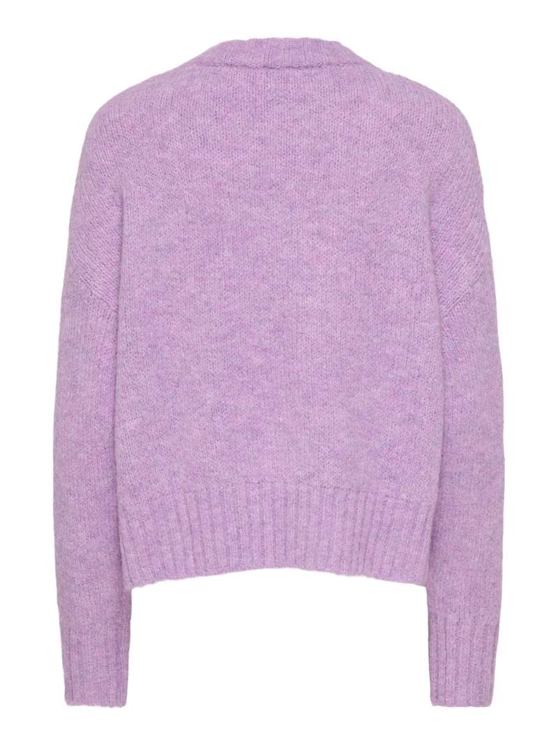 ONLFIONA LS LOOSE V-NECK KNT, Violet Tulle/Melange