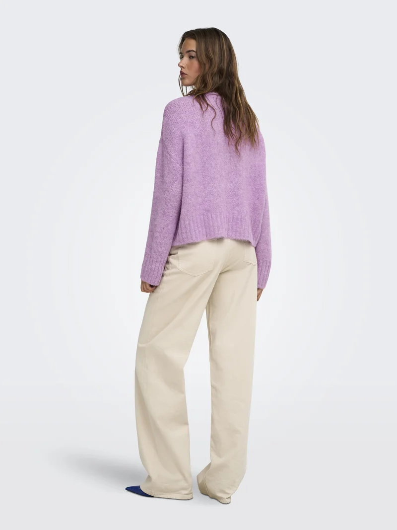 ONLFIONA LS LOOSE V-NECK KNT, Violet Tulle/Melange