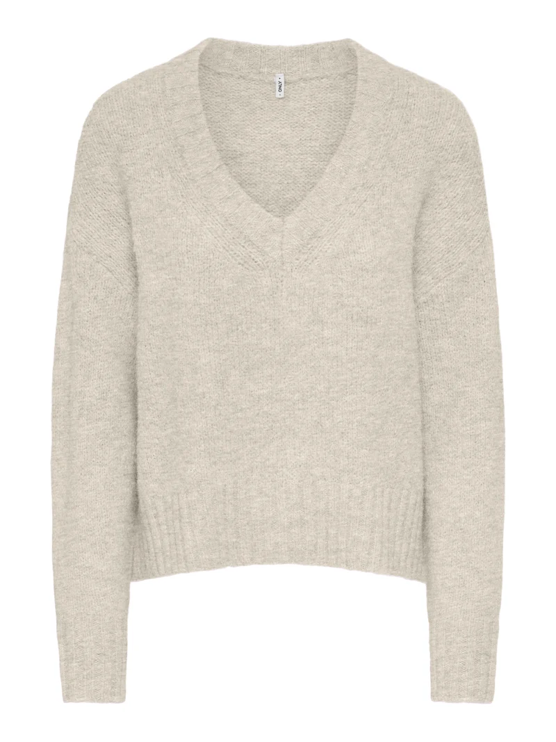 ONLFIONA LS LOOSE V-NECK KNT, Birch/Melange