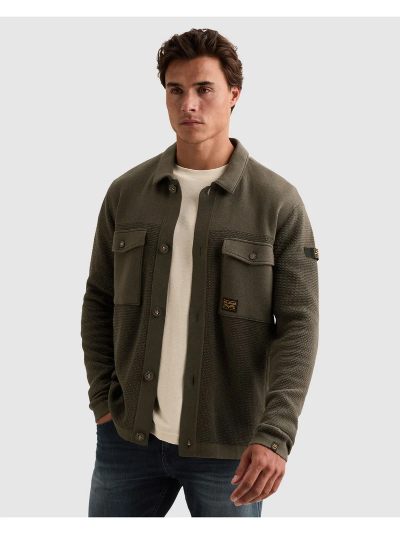 Button jacket cotton structure mix, Beluga