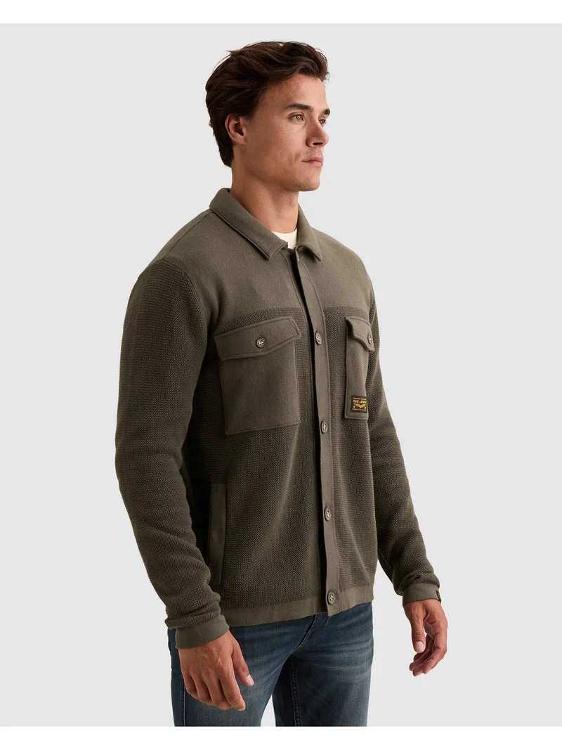 Button jacket cotton structure mix, Beluga