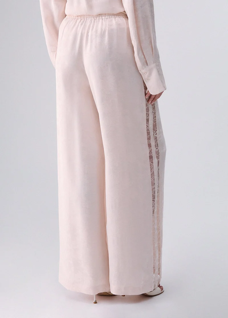 Jacquard Trousers with Valencienne Lace
