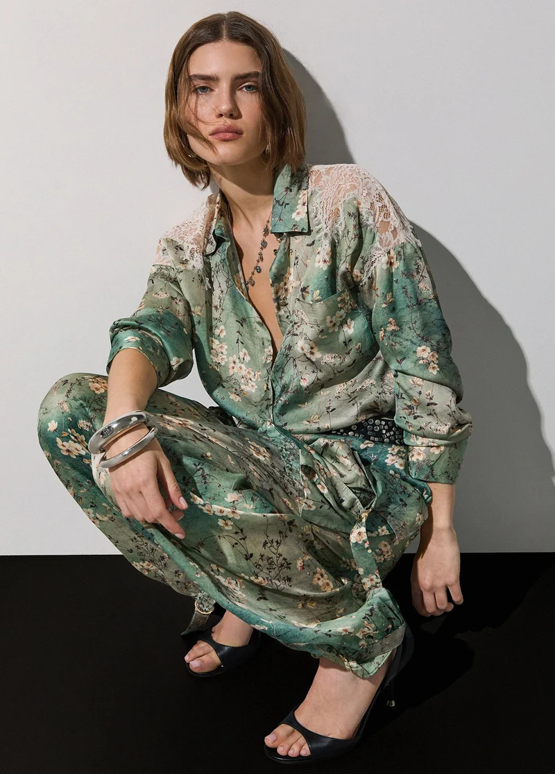 Printed Satin Trousers