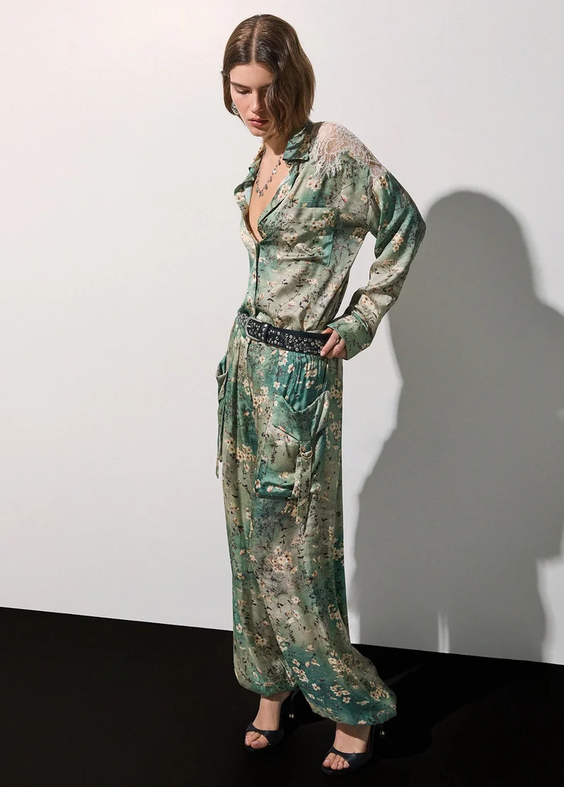 Printed Satin Trousers