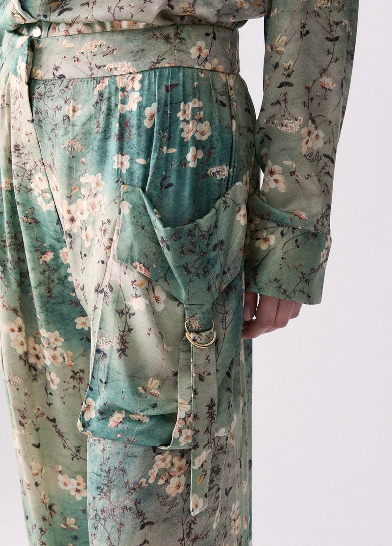 Printed Satin Trousers