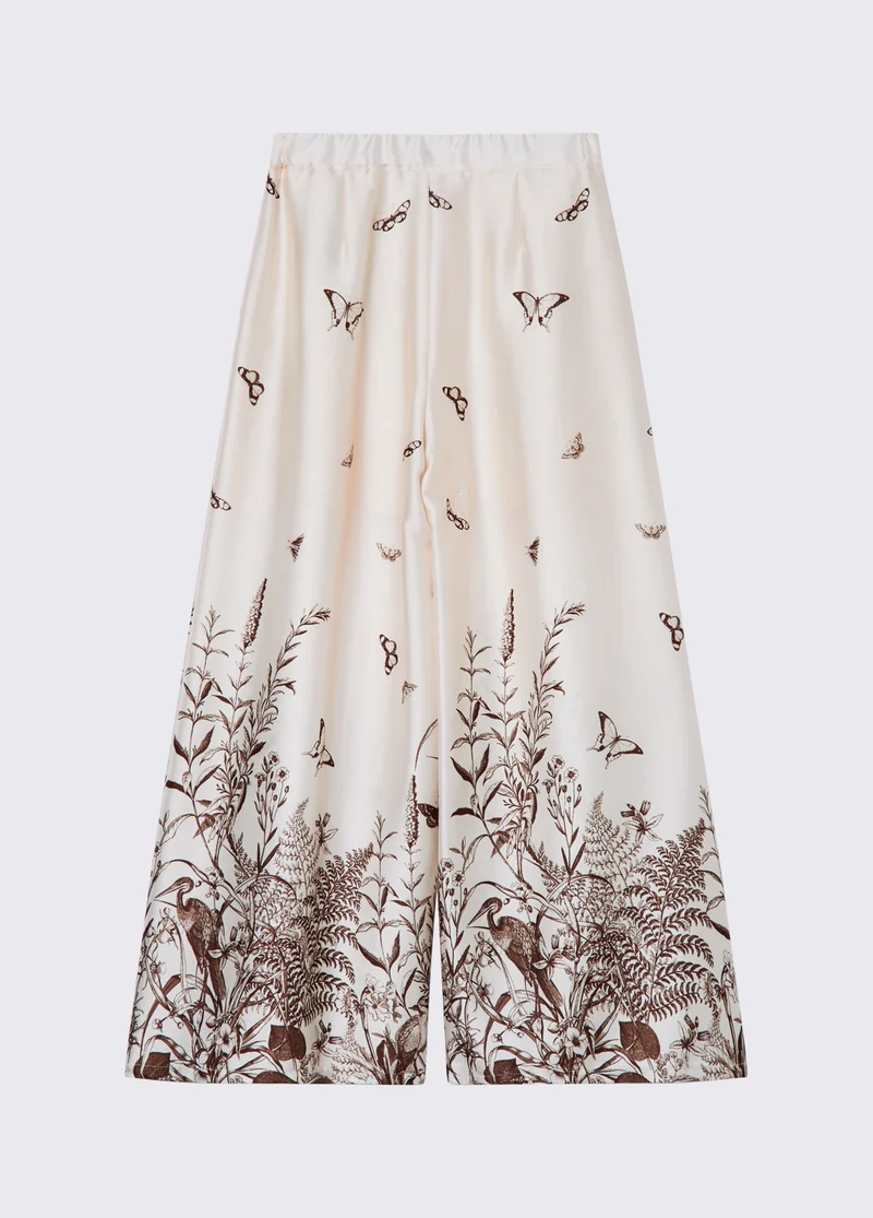 Printed Satin Palazzo Trousers