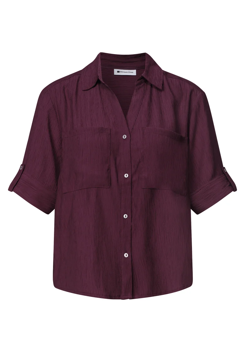 Street One - Kurzarm Hemdbluse mit Turn-Up-Details - Farbe: rustic rouge