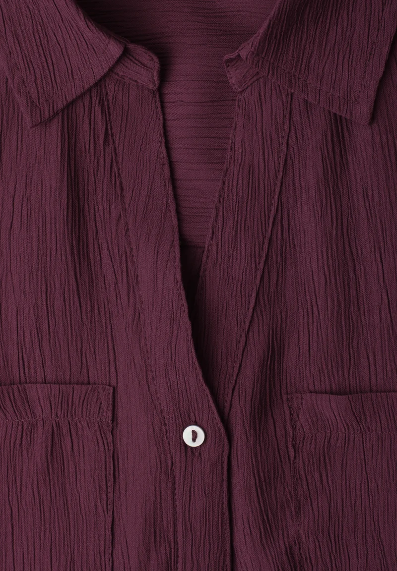 Street One - Kurzarm Hemdbluse mit Turn-Up-Details - Farbe: rustic rouge