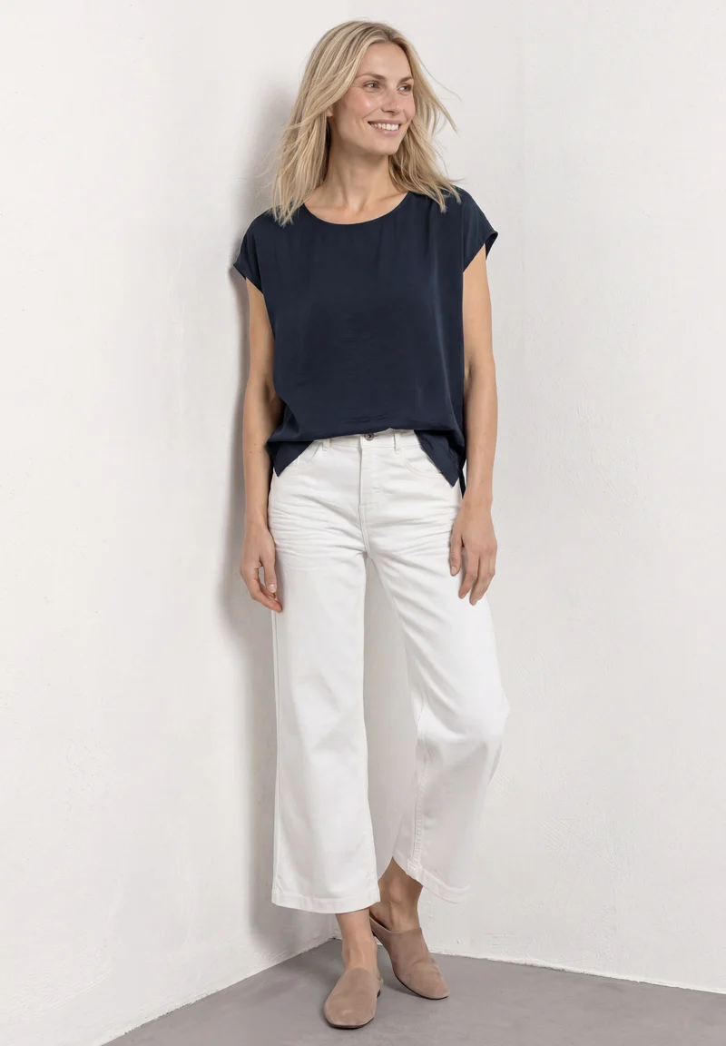 Street One - Dropped Shoulder Blusenshirt mit Rundhals - Farbe: deep blue