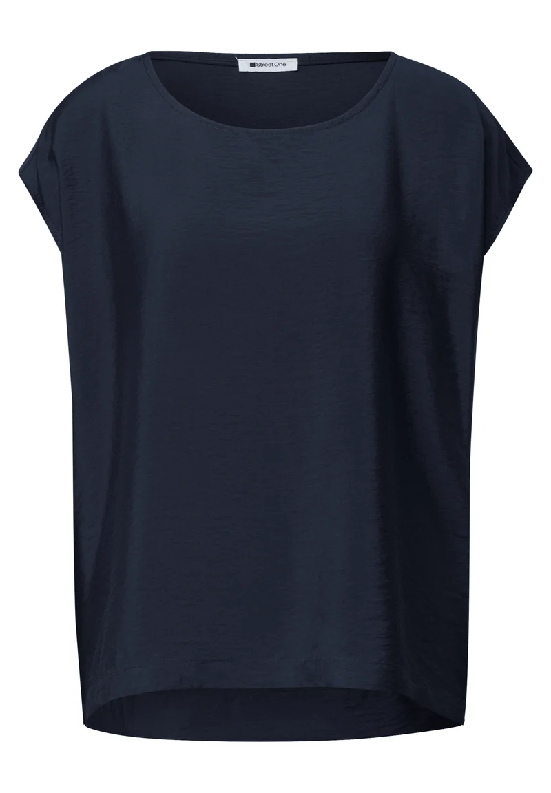 Street One - Dropped Shoulder Blusenshirt mit Rundhals - Farbe: deep blue