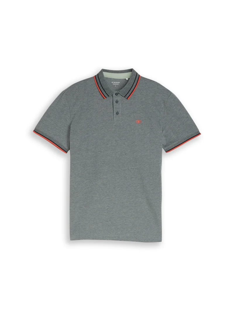 printed polo, greyish green two tone pique