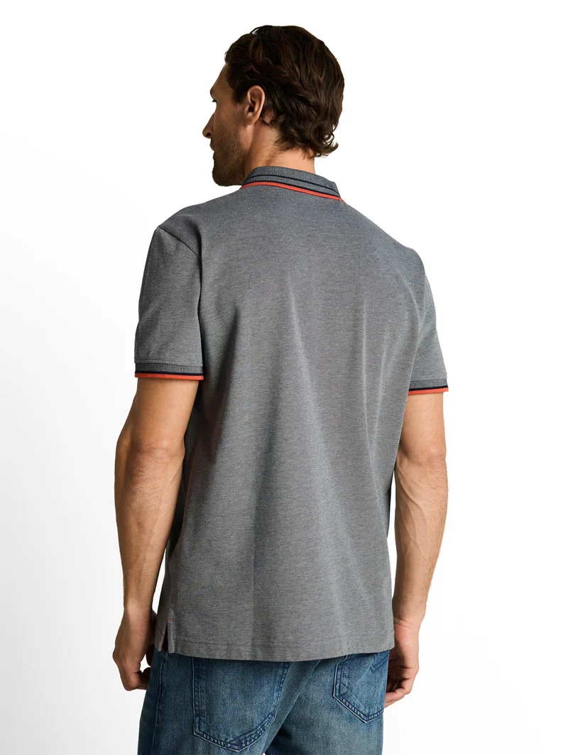 printed polo, greyish green two tone pique