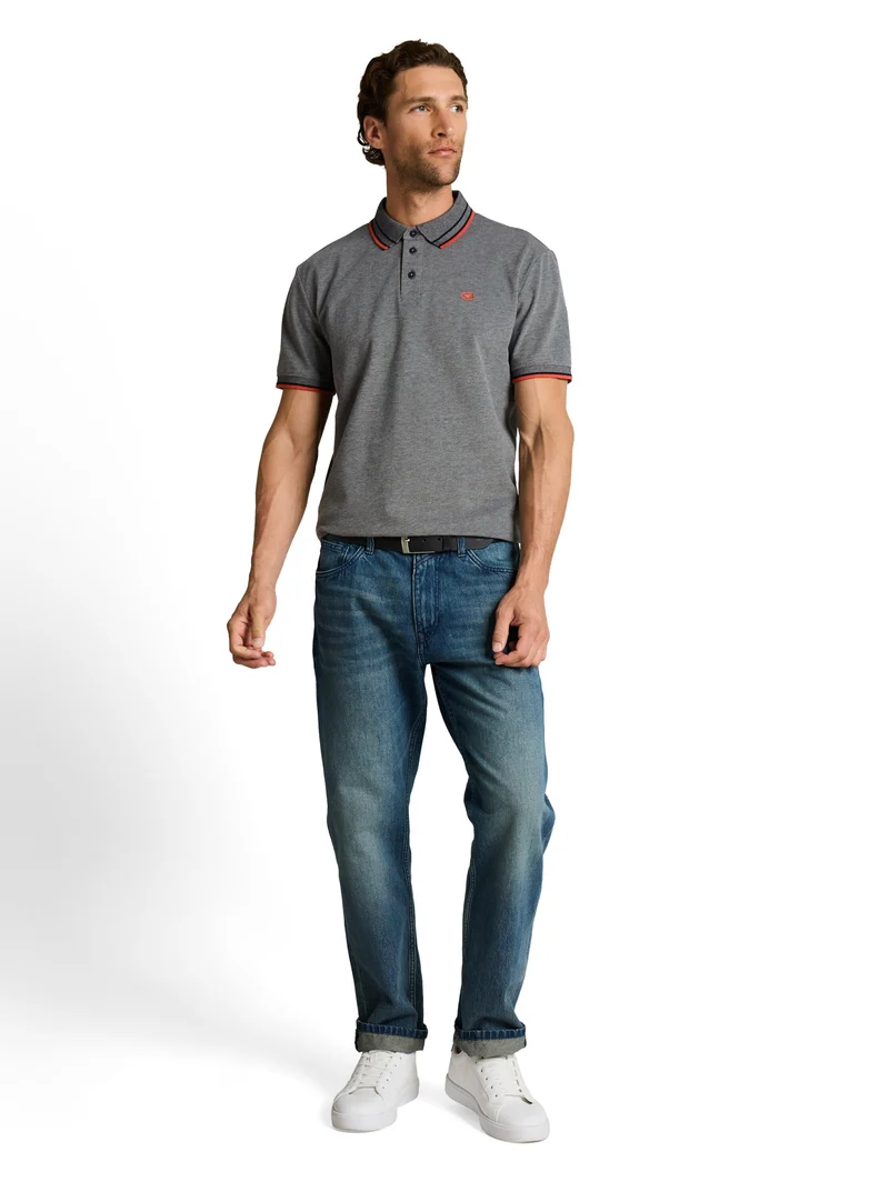 printed polo, greyish green two tone pique