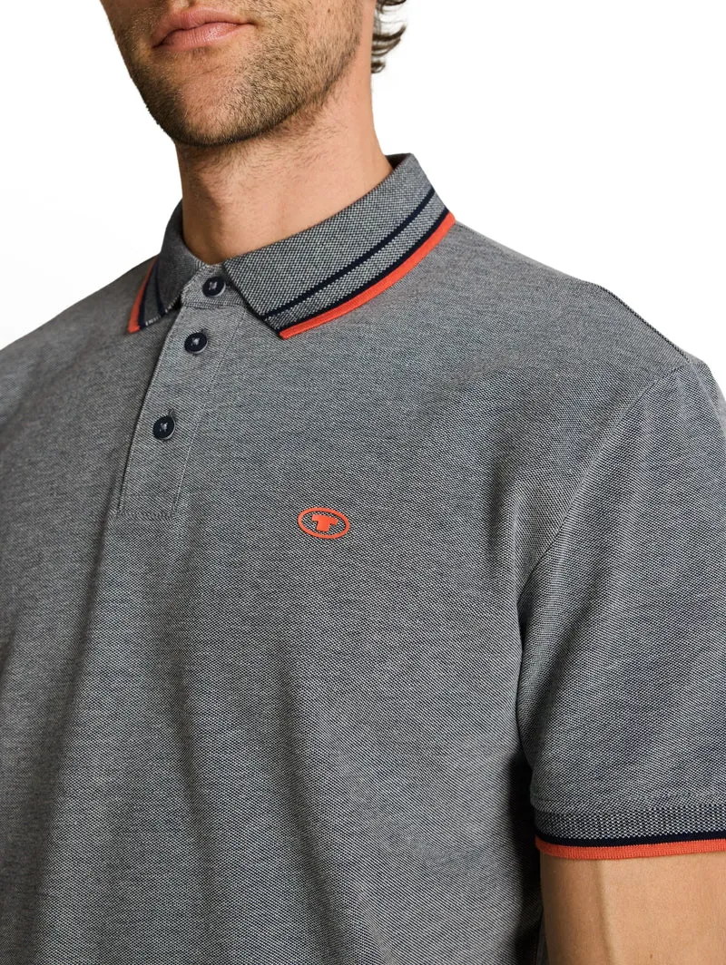 printed polo, greyish green two tone pique