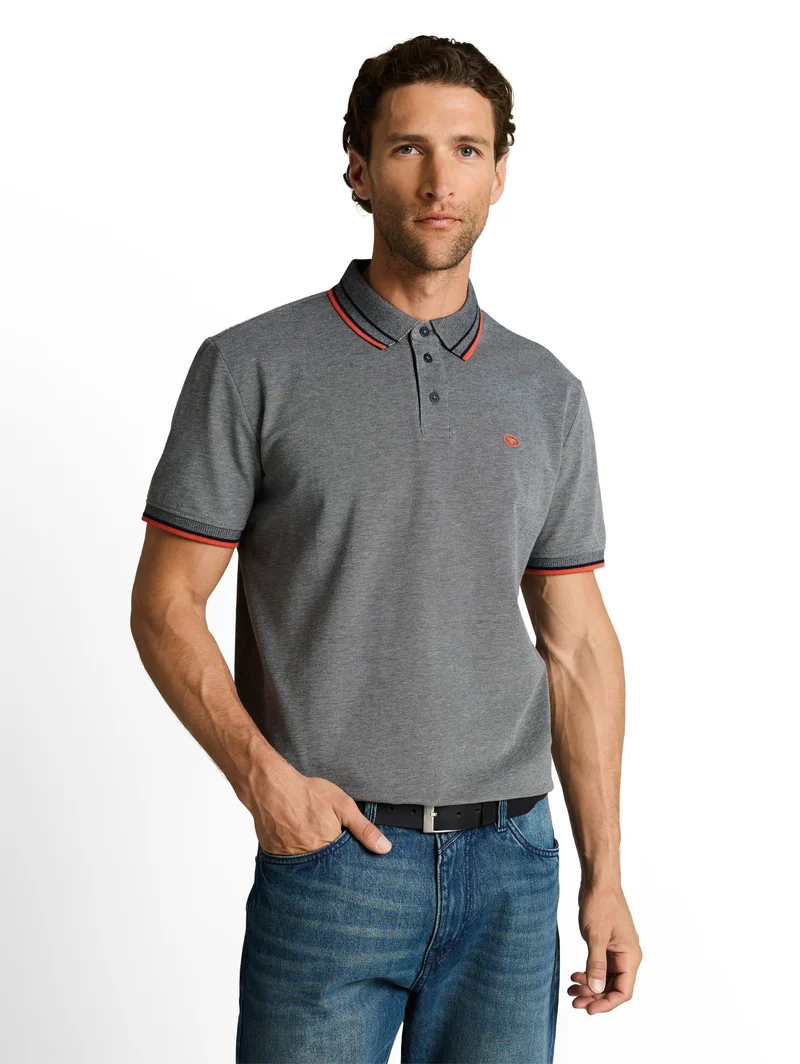 printed polo, greyish green two tone pique