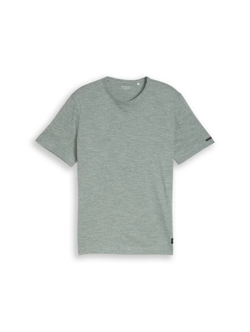 detailed fine striped t-shirt, green navy injected
