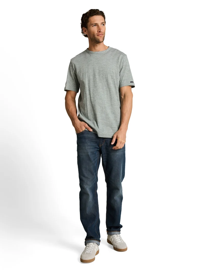 detailed fine striped t-shirt, green navy injected