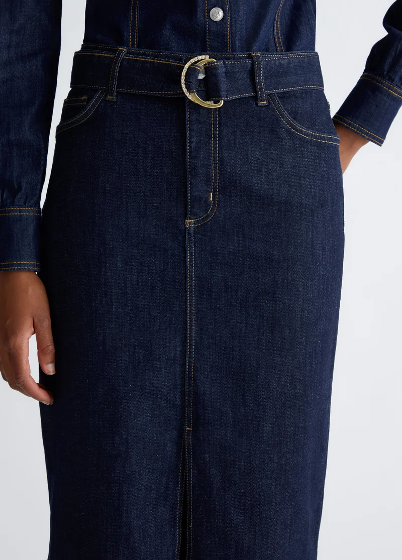 Denim Skirt with Belt