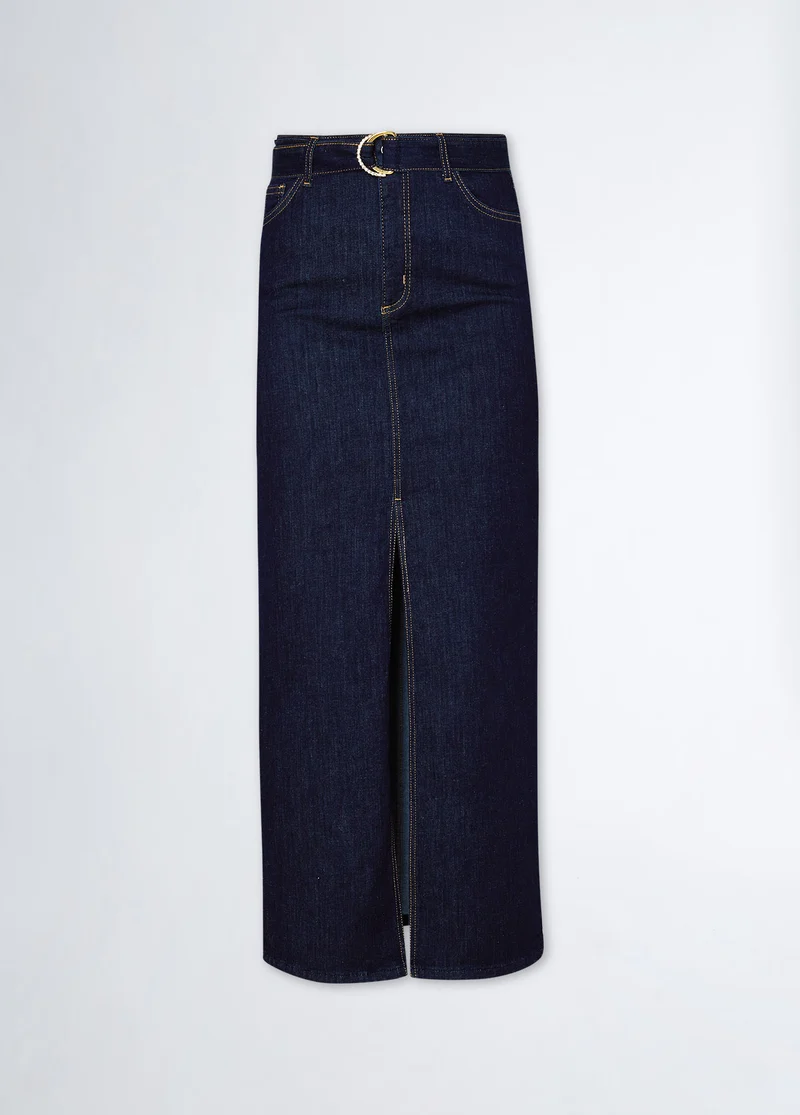 Denim Skirt with Belt
