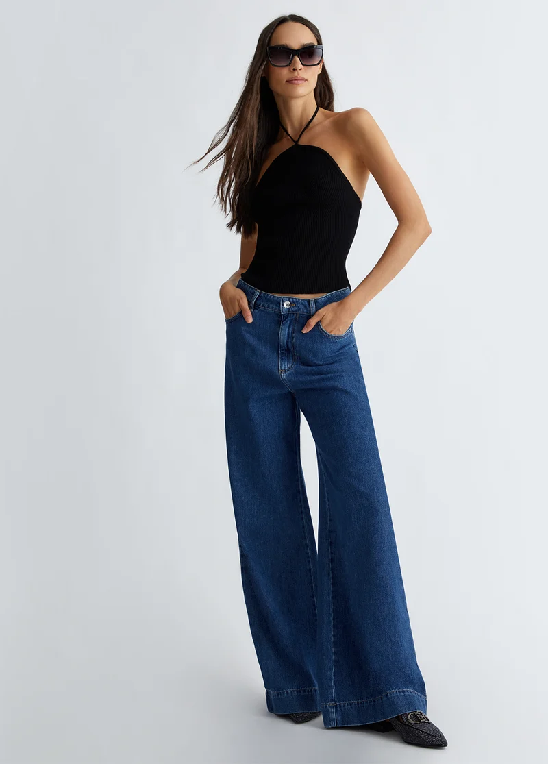 Flared cotton jeans