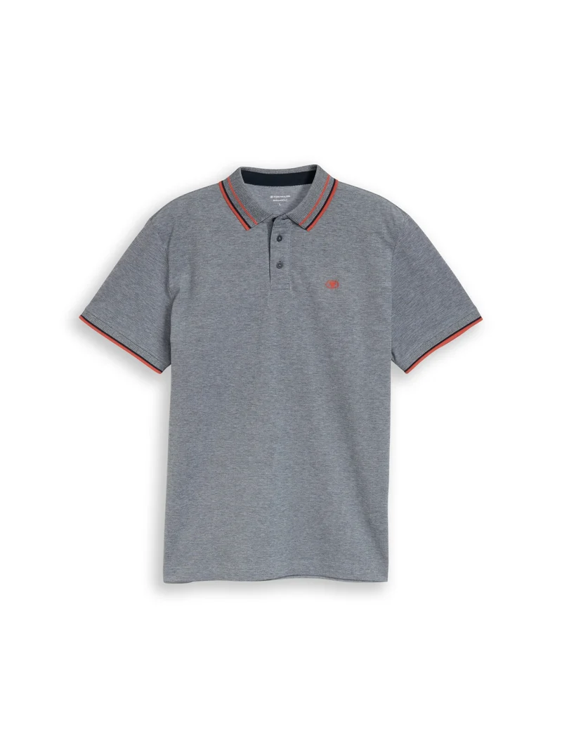 printed polo, navy white two tone pique