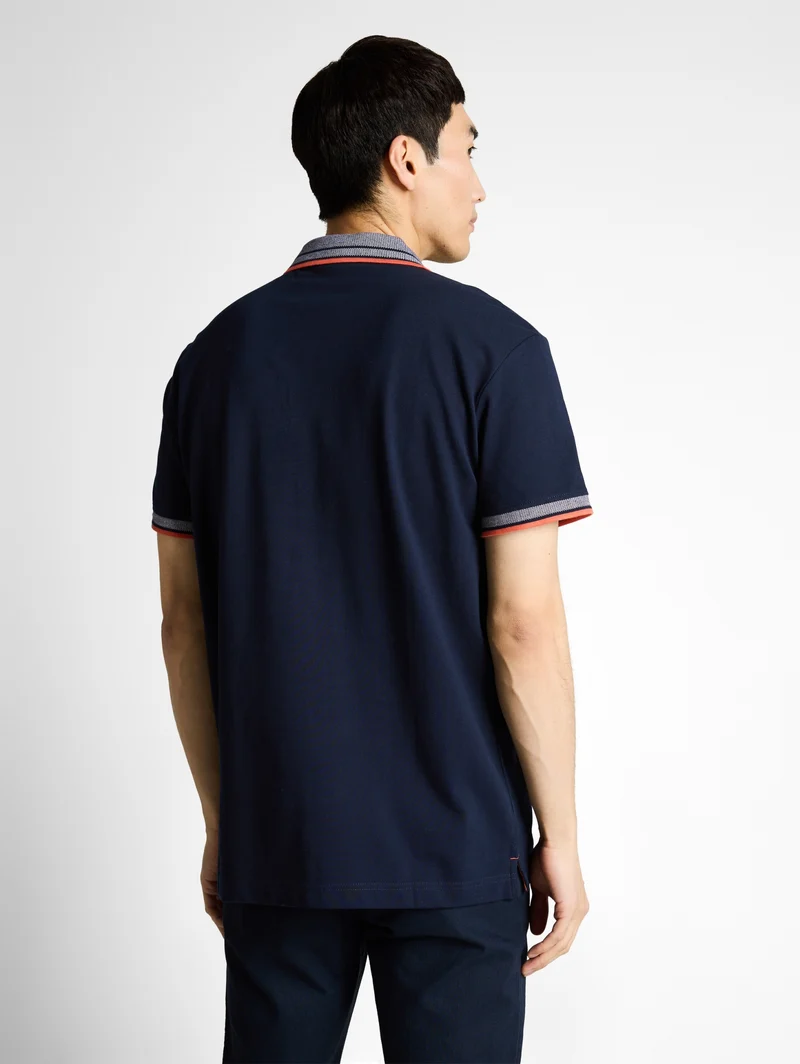 printed polo, sky captain blue